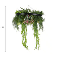 Draping Plant Artificial Roof Hanging Disc 24in – Black Frame – UV Resistant, Non Fire Resistant Artificial Hanging Plants &…