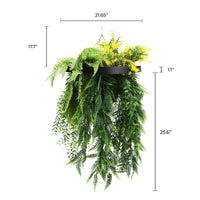 Bright Tropical Foliage Artificial Hanging Disc 15.75in – Black Frame – UV Resistant