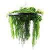 Artificial Hanging Plant Chandelier – Draping Fern Circular Ring (33in long) Black Frame – UV Resistant