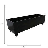 Black Metal Planter Medium with Wheels – For Artificial Hedges