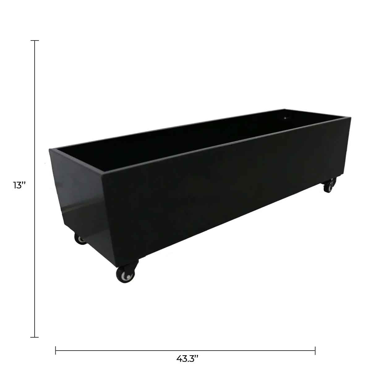 Black Metal Planter Medium with Wheels – For Artificial Hedges