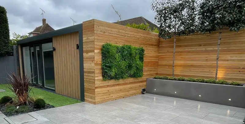 Lush Indoor Vertical Garden Plant Wall Panel Outdoors with Timber