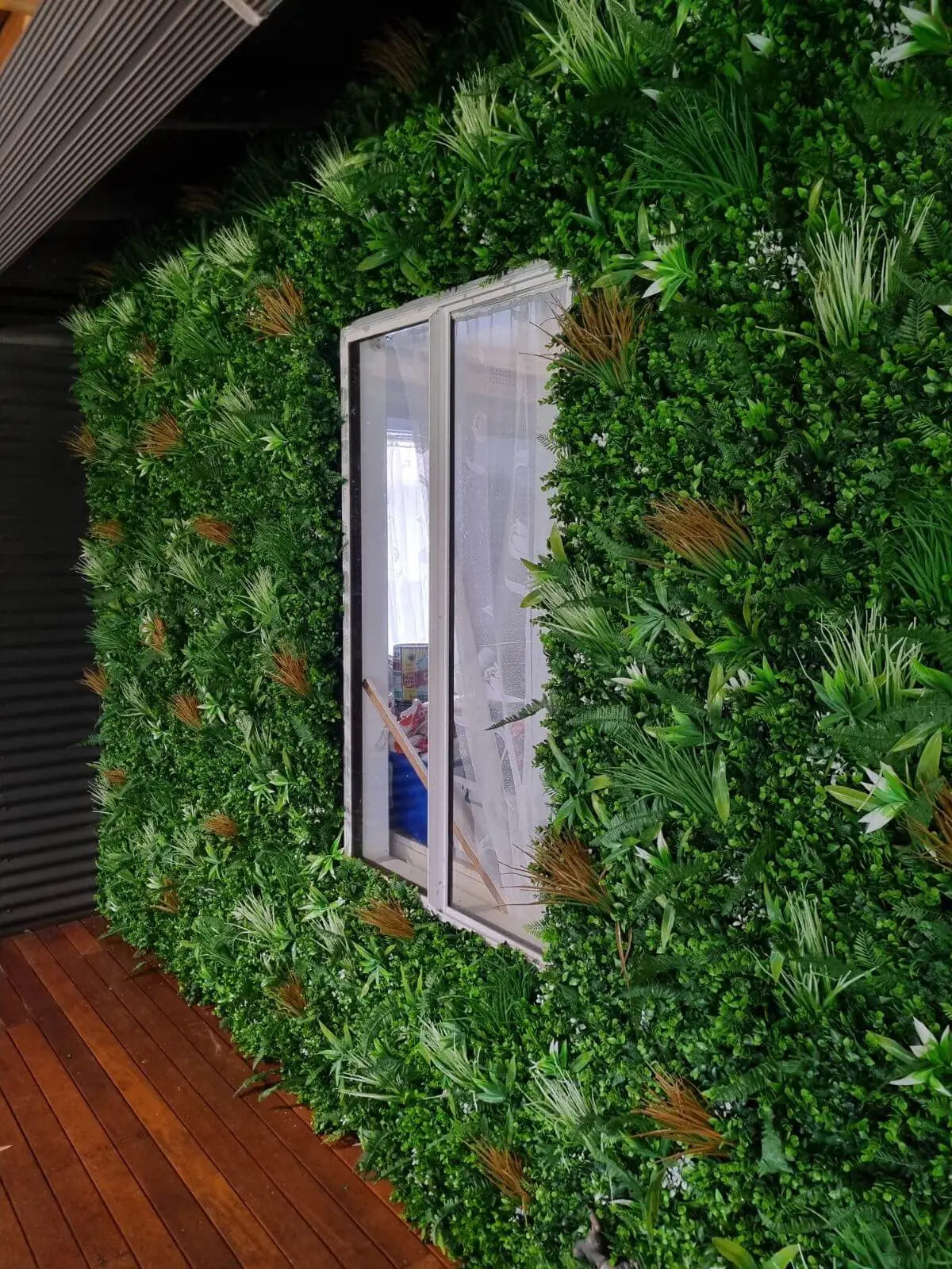 Panel de muestra de jardín vertical artificial de trópicos salvajes (muestra pequeña) de grado comercial resistente a los rayos UV
