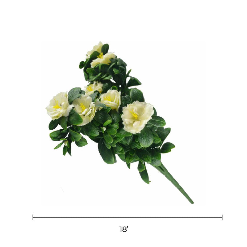 Faux White Rose Bunch UV Resistant 18"