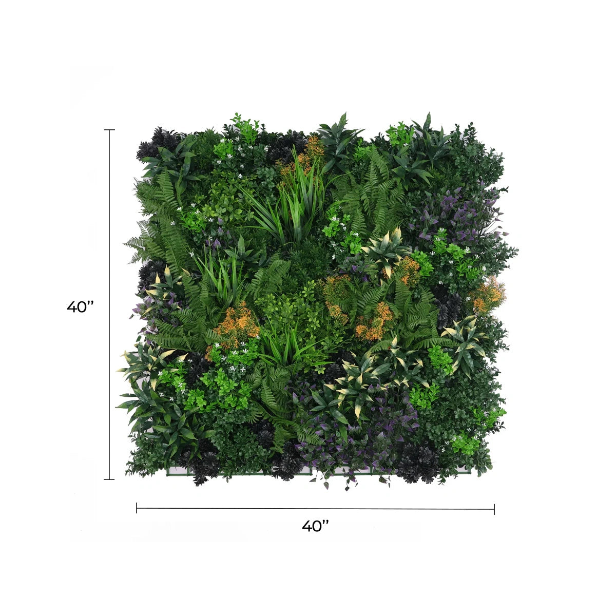 Floral Fusion Artificial Vertical Garden Green Wall Panel 40×40in 11 SQ FT – NFPA701 Fire Rated – UV Resistant – Commercial Grade