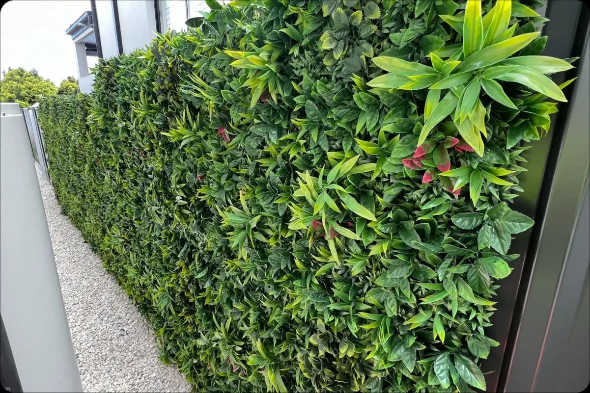 Outdoor green wall from greenery panels