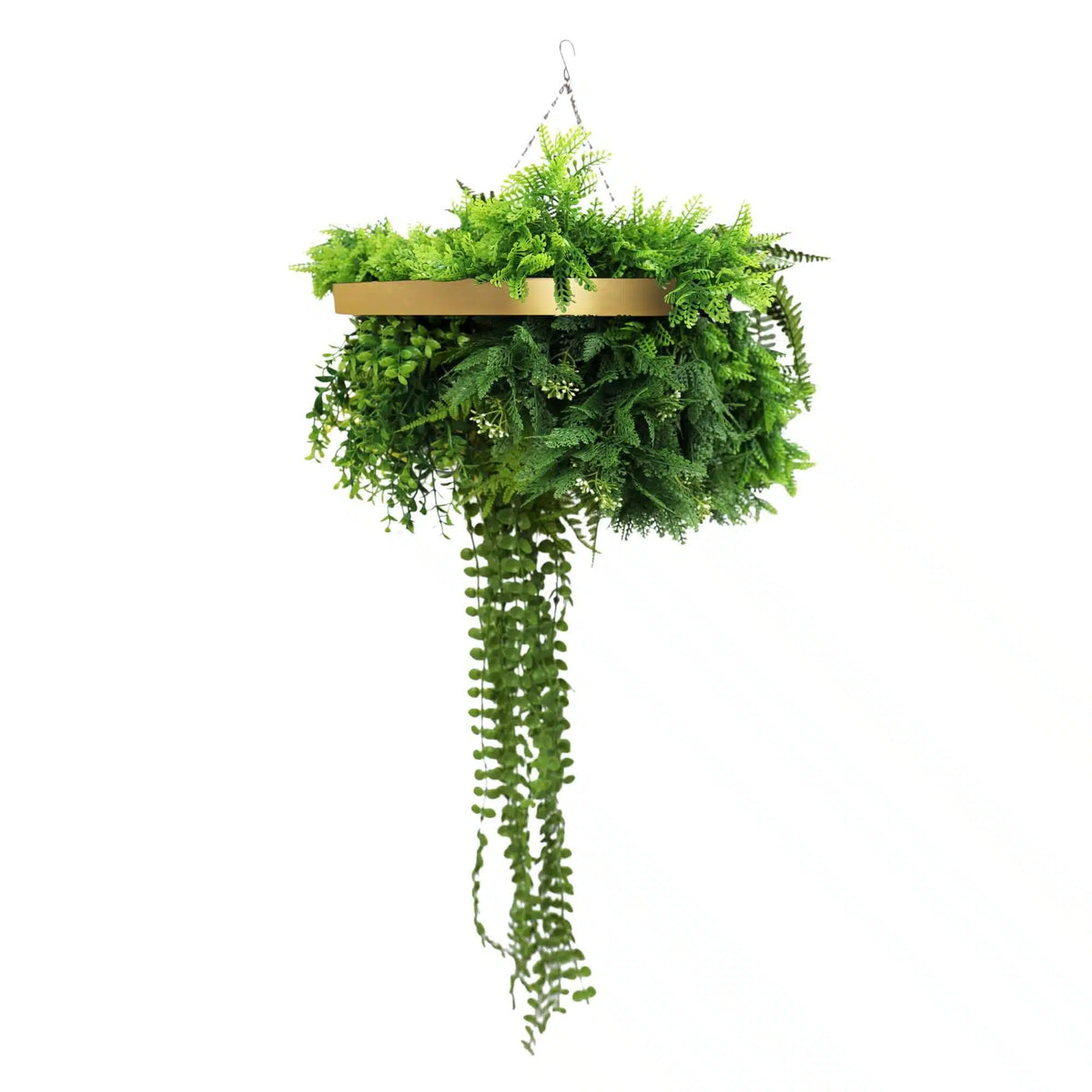 Artificial Green Wall Disc 16in – Gold Frame – UV Resistant