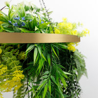 Tropical Foliage Artificial Roof Hanging Disc 23.5in – Gold Frame – UV Resistant