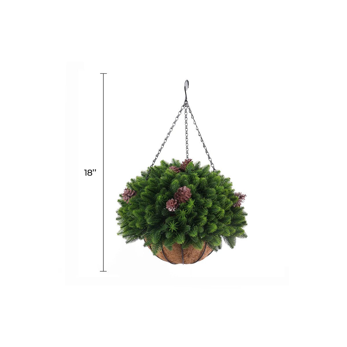 artificial hanging ball plants Cedar Pine Cone Artificial Hanging Basket 18in UV Resistant