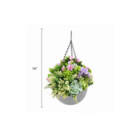 Succulent Artificial Hanging Basket 14in – UV Resistant