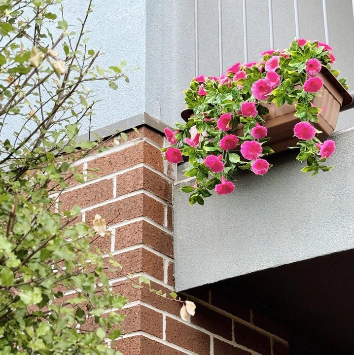hanging planter box balcony Designer Plants USA Artificial Draping Pink Petunia Window Box Planter 20" x 14"