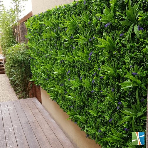 Campos de lavanda de lujo Pared verde artificial 40" x 40" 11SQFT Resistente a los rayos UV