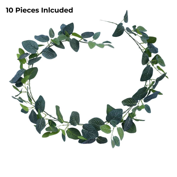 Artificial Veined Ivy Garland – 74.8" (190cm) Lifelike Cascading Greenery (Set of 10)