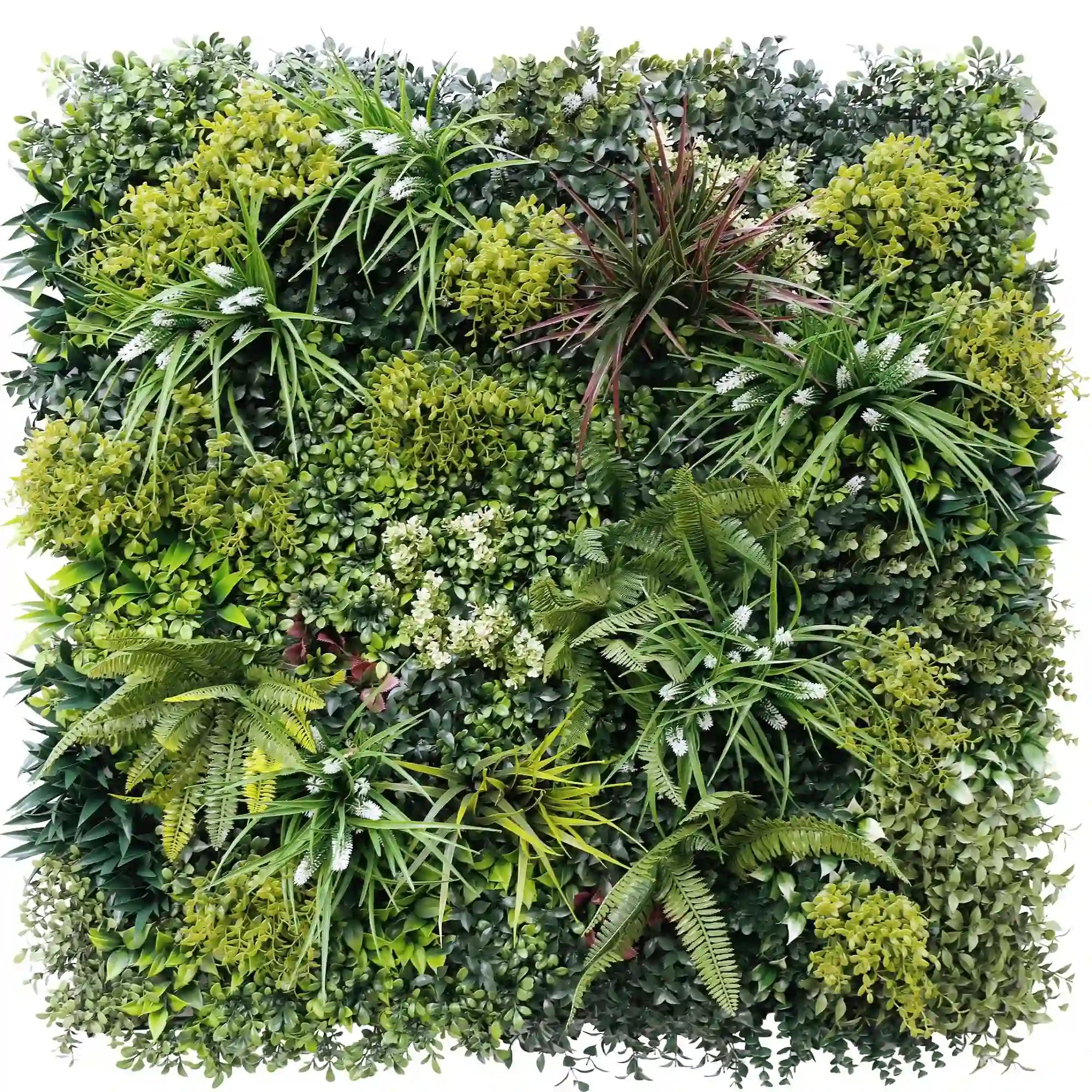 Panel de muestra del jardín vertical artificial ultralujoso Lush Spring (muestra pequeña) resistente a los rayos UV