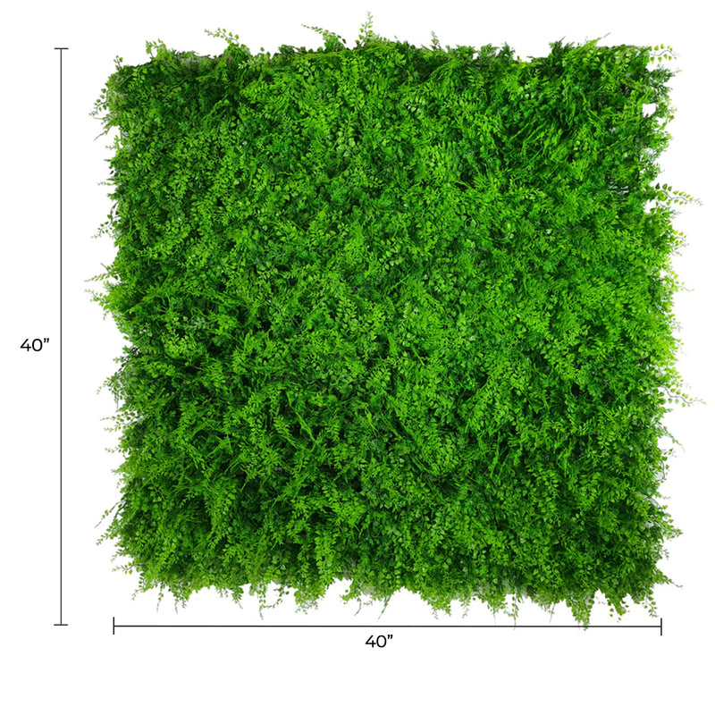 Lush Fern Artificial Green Wall 40" x 40" 11SQ FT Commercial Grade UV Resistant