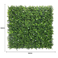 Pared de boj artificial con flores blancas 40" x 40" 11SQ FT resistente a los rayos UV