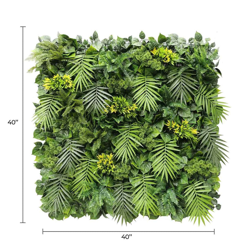 Jardín vertical artificial hawaiano con flores de lujo, 40 x 40 pulgadas, 11 pies cuadrados, grado comercial, resistente a los rayos UV