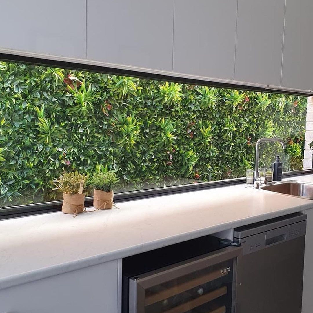 Panel de muestra de jardín vertical artificial Green Tropics (muestra pequeña) Grado comercial Resistente a los rayos UV