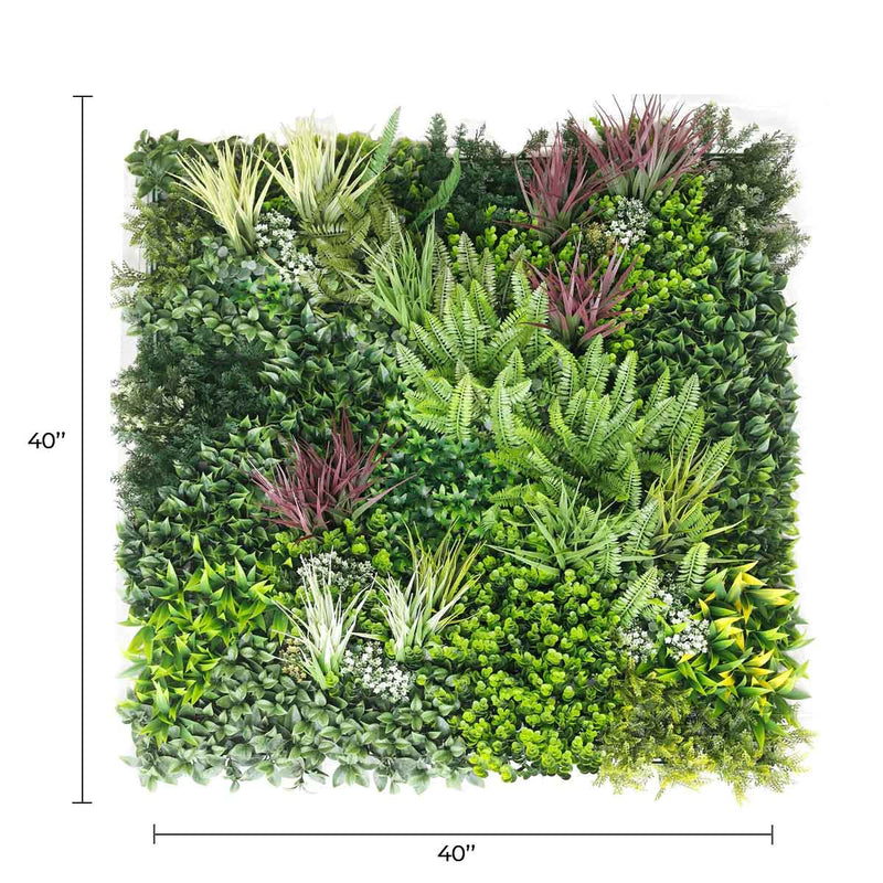 Jardín vertical artificial de vegetación urbana de lujo, 40" x 40", 11 pies cuadrados, grado comercial, resistente a los rayos UV
