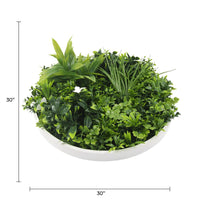 Artificial Green Wall Disc 30in – White Frame – UV Resistant – Commercial Grade