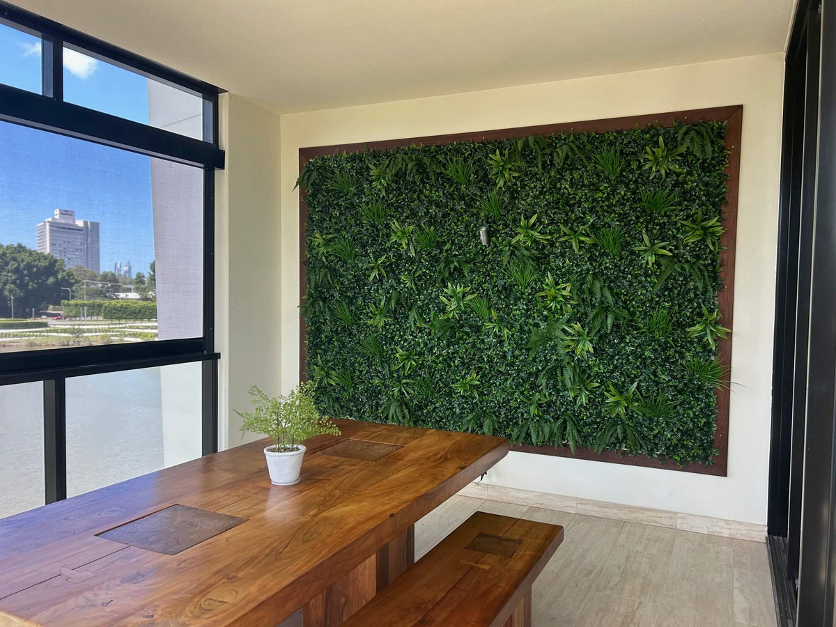 Muro artificial de lujo Green Tropics/pared verde 40 "x 40" 11 pies cuadrados resistente a los rayos UV de grado comercial