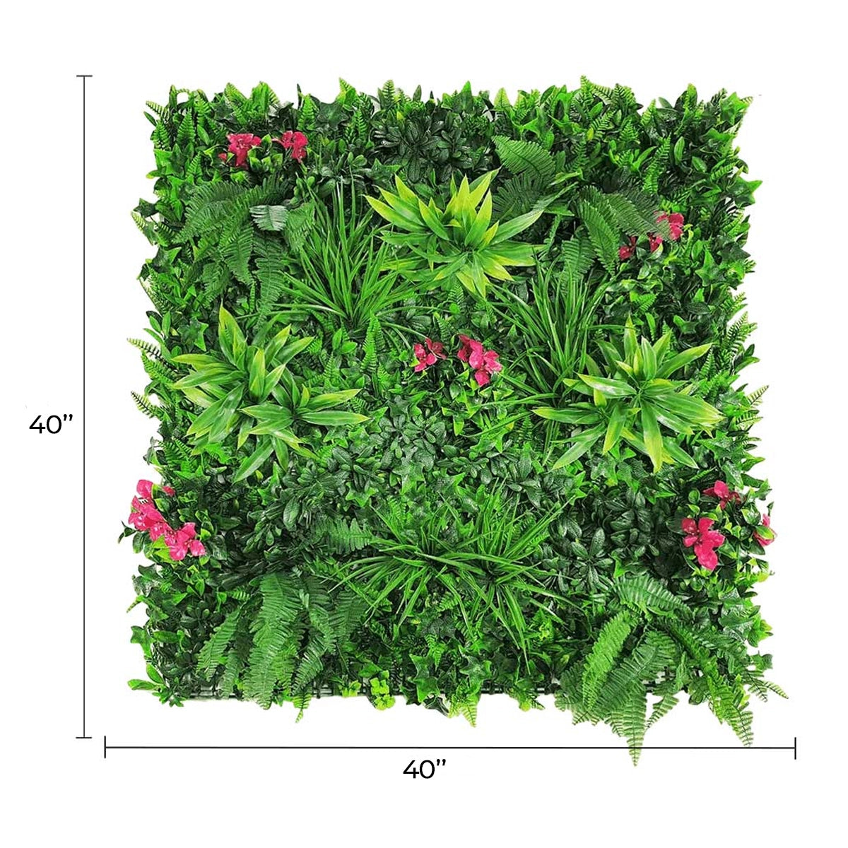 Pink Sensation Artificial Vertical Garden Green Wall Panel 40×40in 11 SQ FT – UV Resistant – Commercial Grade