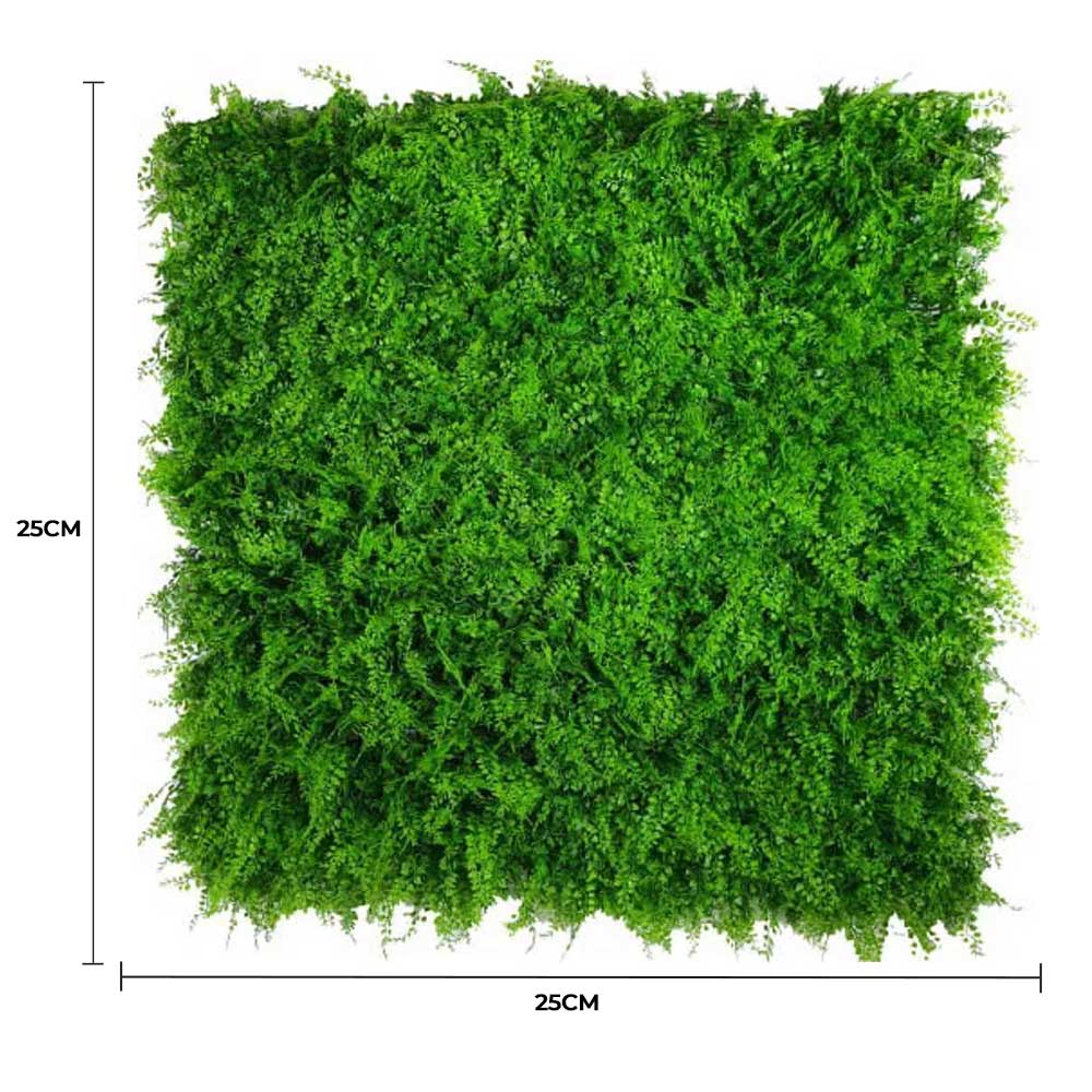 Panel de muestra de pared verde artificial de helecho exuberante (muestra pequeña) Grado comercial resistente a los rayos UV