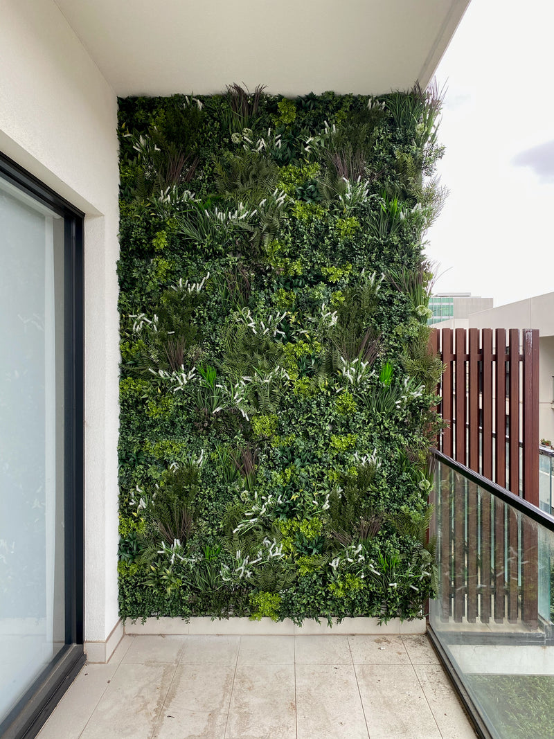 Premium Artificial Green Wall on Condo Balcony