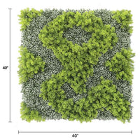 Natural Green and White Moss Artificial Vertical Garden Green Wall Panel 40×40in – UV Resistant – Commercial Grade