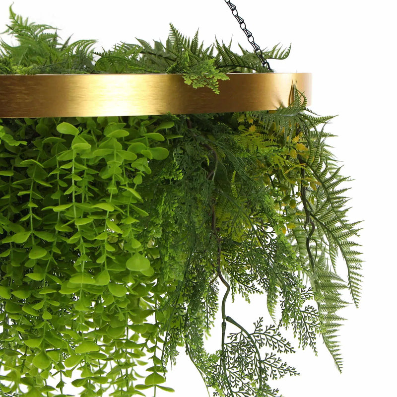 32-Inch Imitation Gold Artificial Hanging Green Wall Disc – Limited Edition  UV-Resistant Foliage