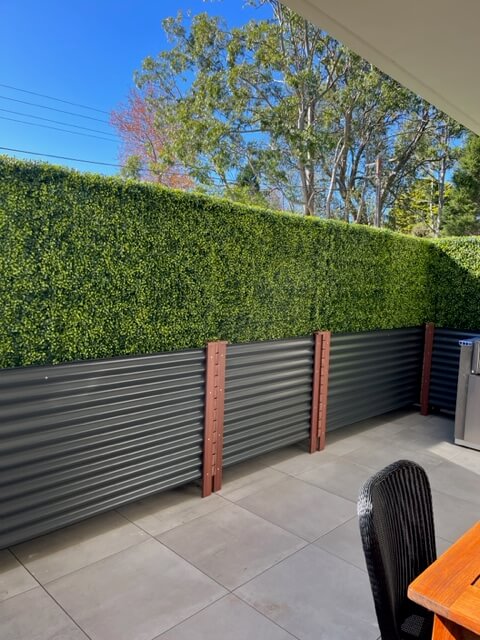 Large Artificial Boxwood Hedge for Privacy Screening With Planters