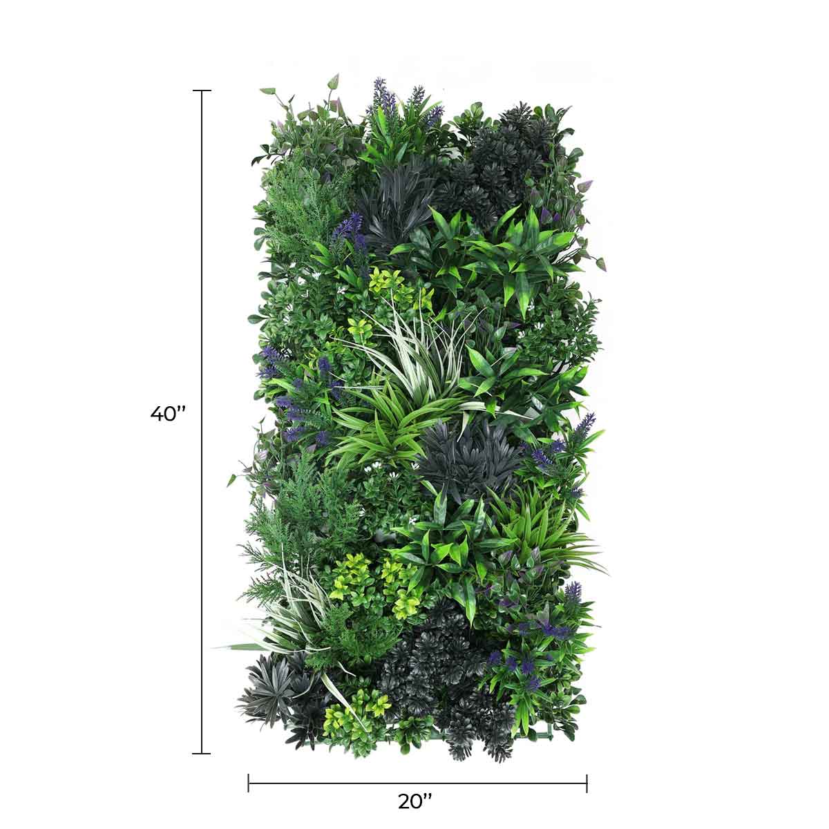 Lavanda botánica rústica de pared verde artificial de primera calidad, 40 "x 20", resistente a los rayos UV de grado comercial