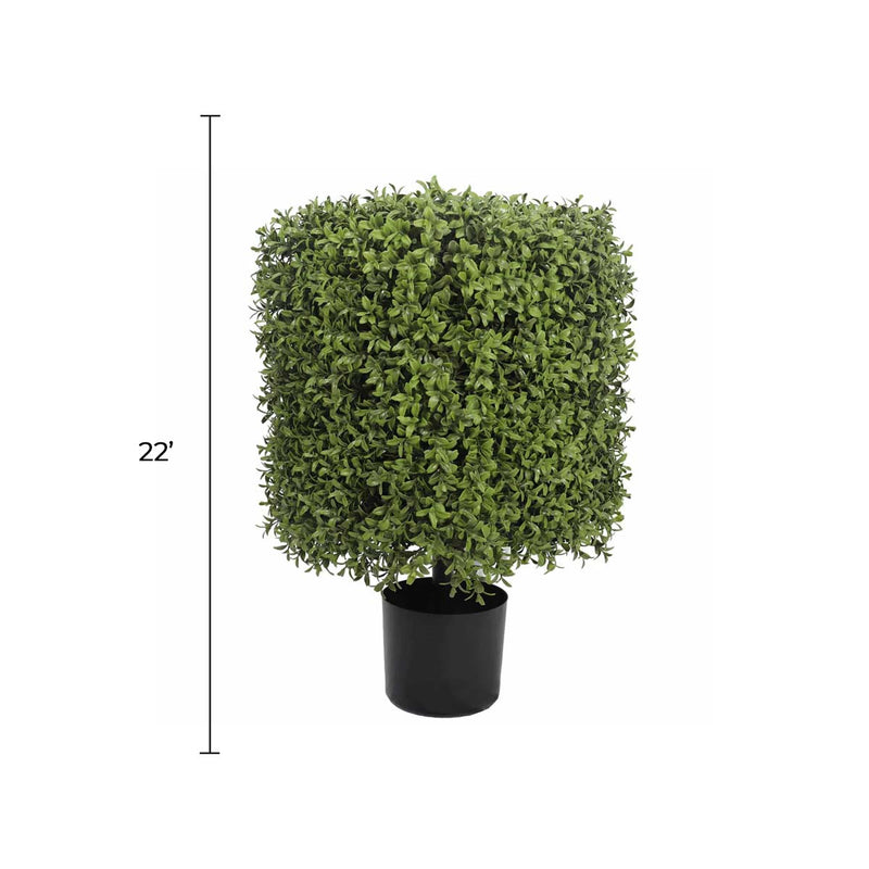Premium Potted Artificial Square Topiary Plant 22" UV Resistant (Clearance)