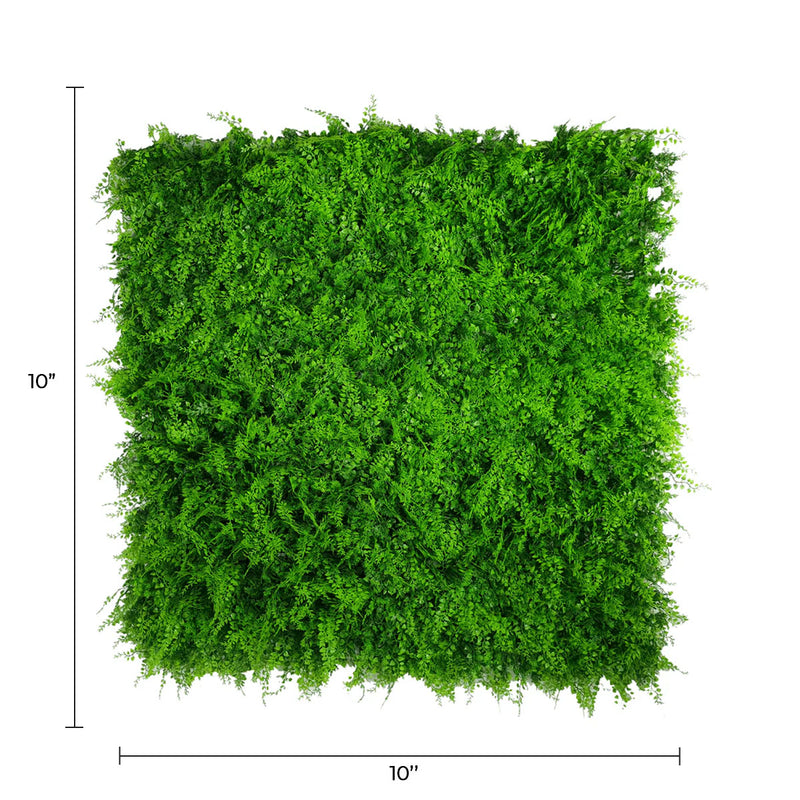 Panel de muestra de pared verde artificial de helecho exuberante (muestra pequeña) resistente a los rayos UV