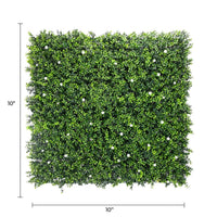 Pared de boj artificial con flores blancas 40" x 40" 11SQ FT resistente a los rayos UV