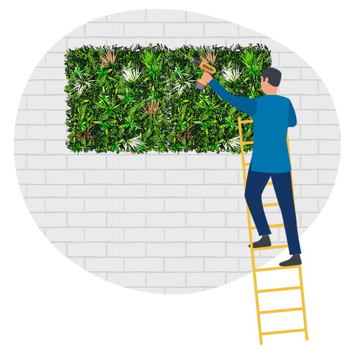 diy securing artificial green panels