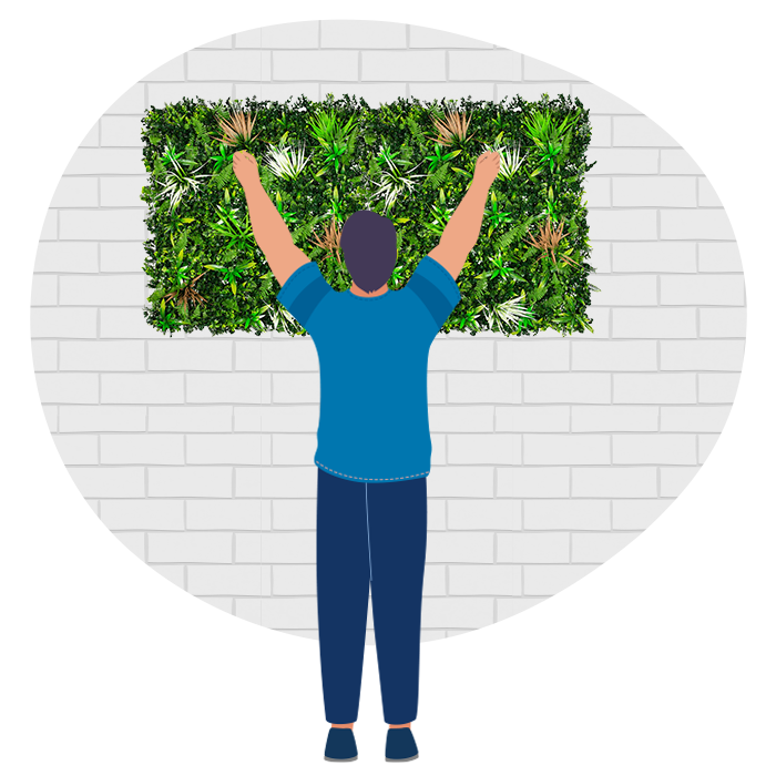 diy attaching second artificial green panel