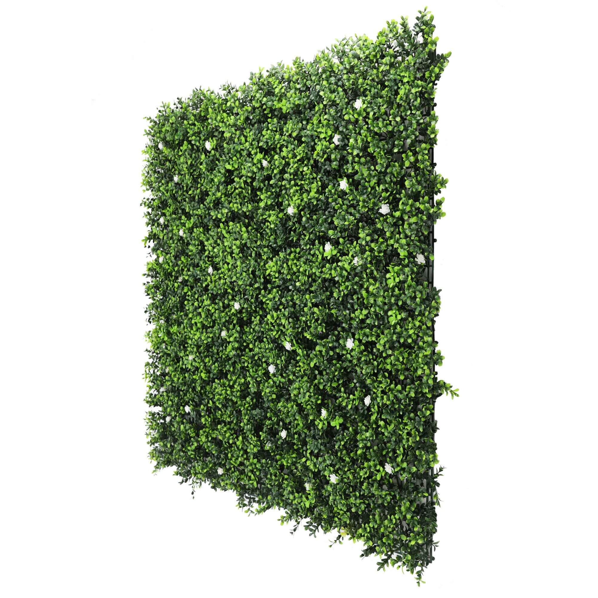Pared de boj artificial con flores blancas 40" x 40" 11SQ FT resistente a los rayos UV