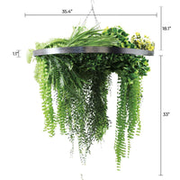 Draping Fern Artificial Roof Hanging Disc 31.5in – Silver Frame – UV Resistant