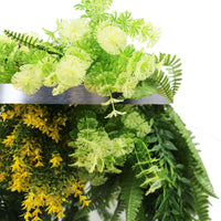 Bright Tropical Foliage Artificial Roof Hanging Disc 15.75in – Silver Frame – UV Resistant