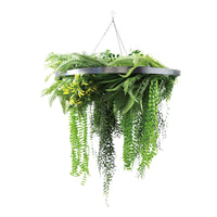 Draping Fern Artificial Roof Hanging Disc 31.5in – Silver Frame – UV Resistant