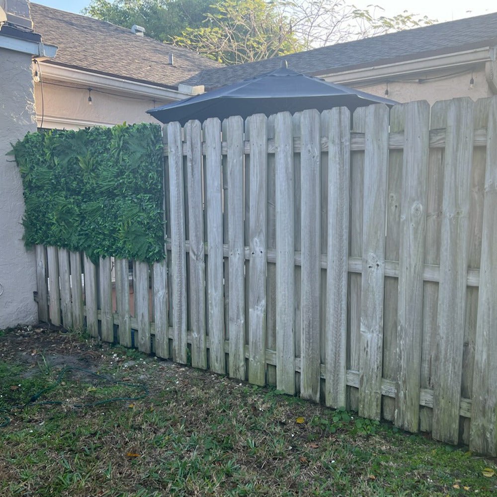 Snowy White Artificial Vertical Garden on Wooden Fence