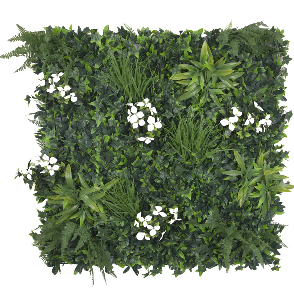 Snowy White Artificial Vertical Garden Green Wall Panel 40×40in 11 SQ FT – UV Resistant – Commercial Grade