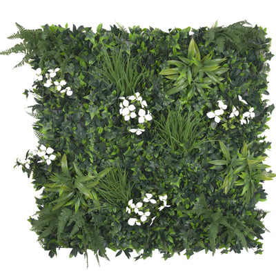 Panel de pared verde vertical artificial Snowy White 40x40in 11 SQ FT – Resistente a los rayos UV – Grado comercial