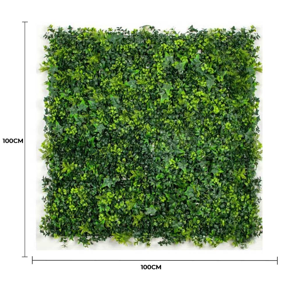 Panel de muestra de pared verde artificial de hiedra mixta (muestra pequeña) Grado comercial resistente a los rayos UV