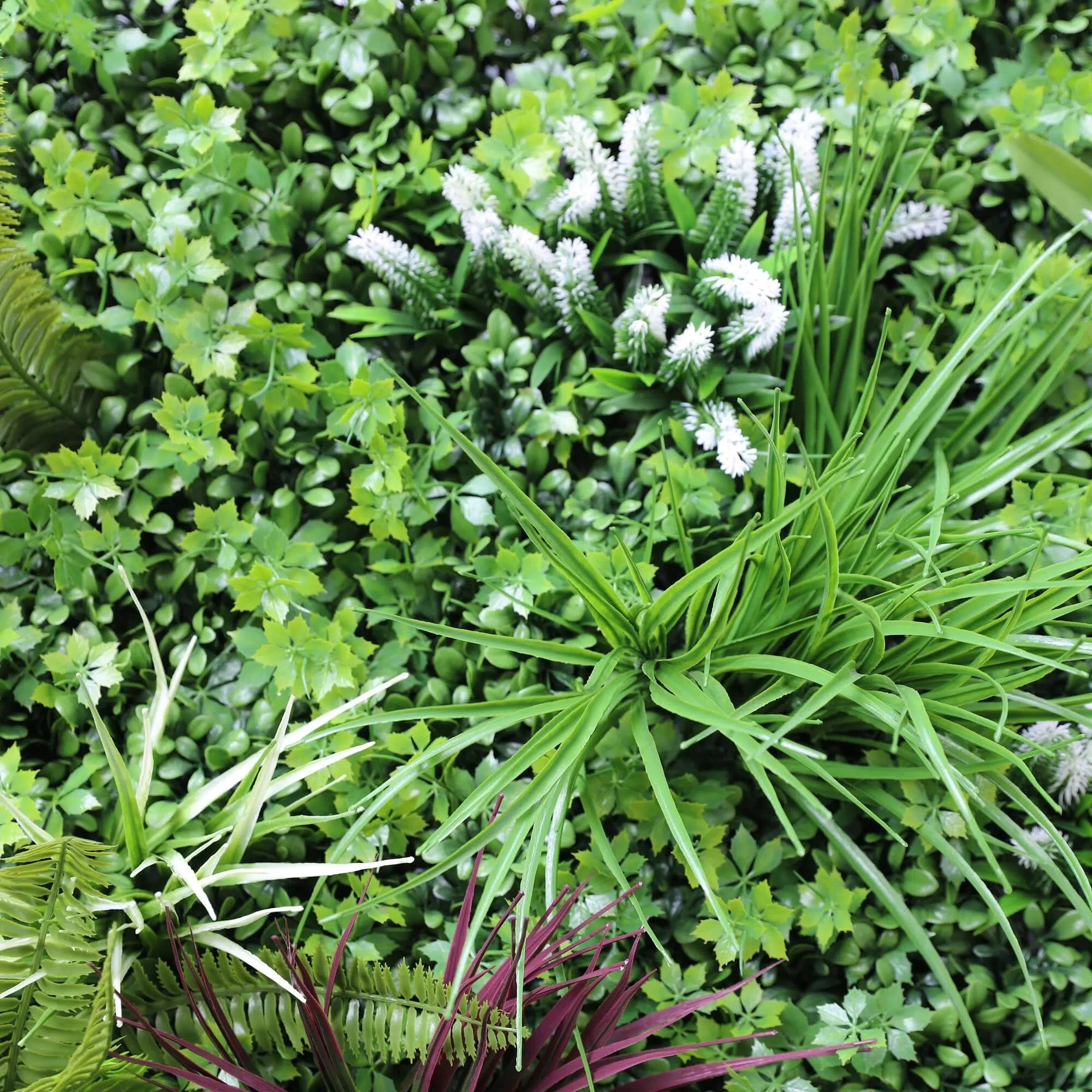 Premium Artificial Vertical Garden Panel Vista Green Showing Grasses and Flowers