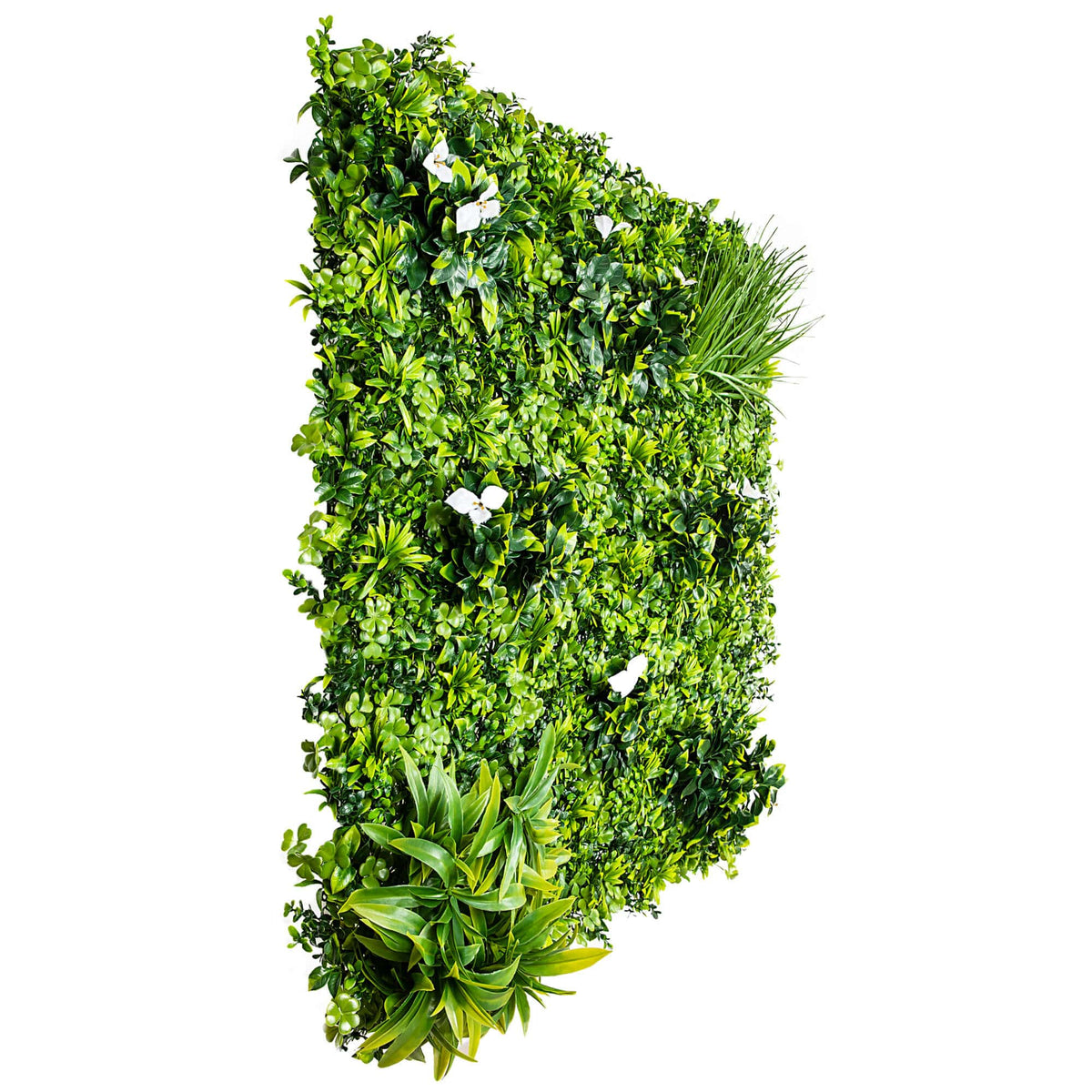 Panel de muestra de jardín vertical artificial White Oasis (muestra pequeña) Grado comercial resistente a los rayos UV