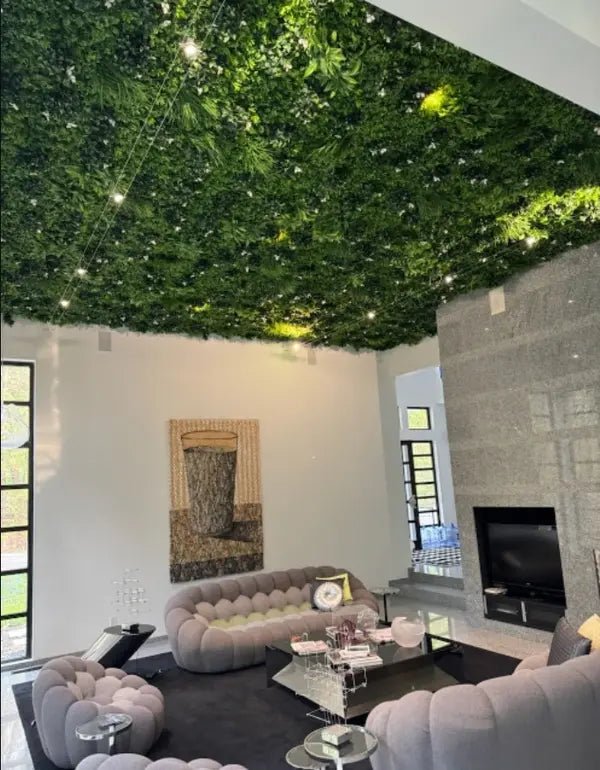 Panel de muestra de jardín vertical artificial White Oasis (muestra pequeña) Grado comercial resistente a los rayos UV