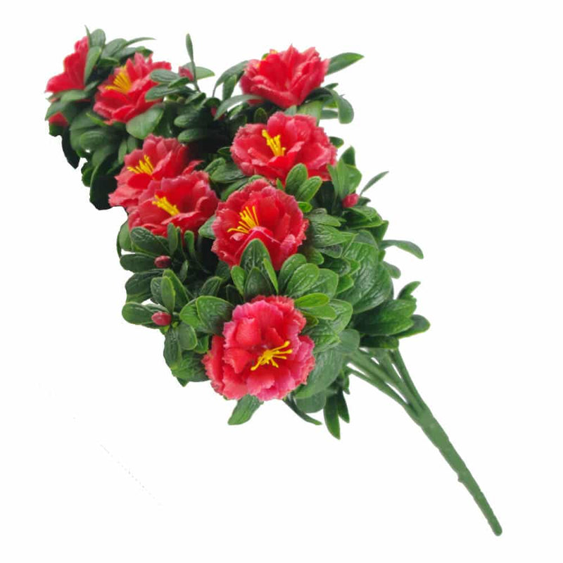 Faux Red Rose Bunch UV Resistant 18"