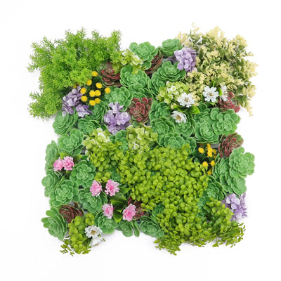 Panel de Jardín Vertical Artificial de Suculentas Densas de 50x50cm – Resistente a los Rayos UV – Calidad Comercial
